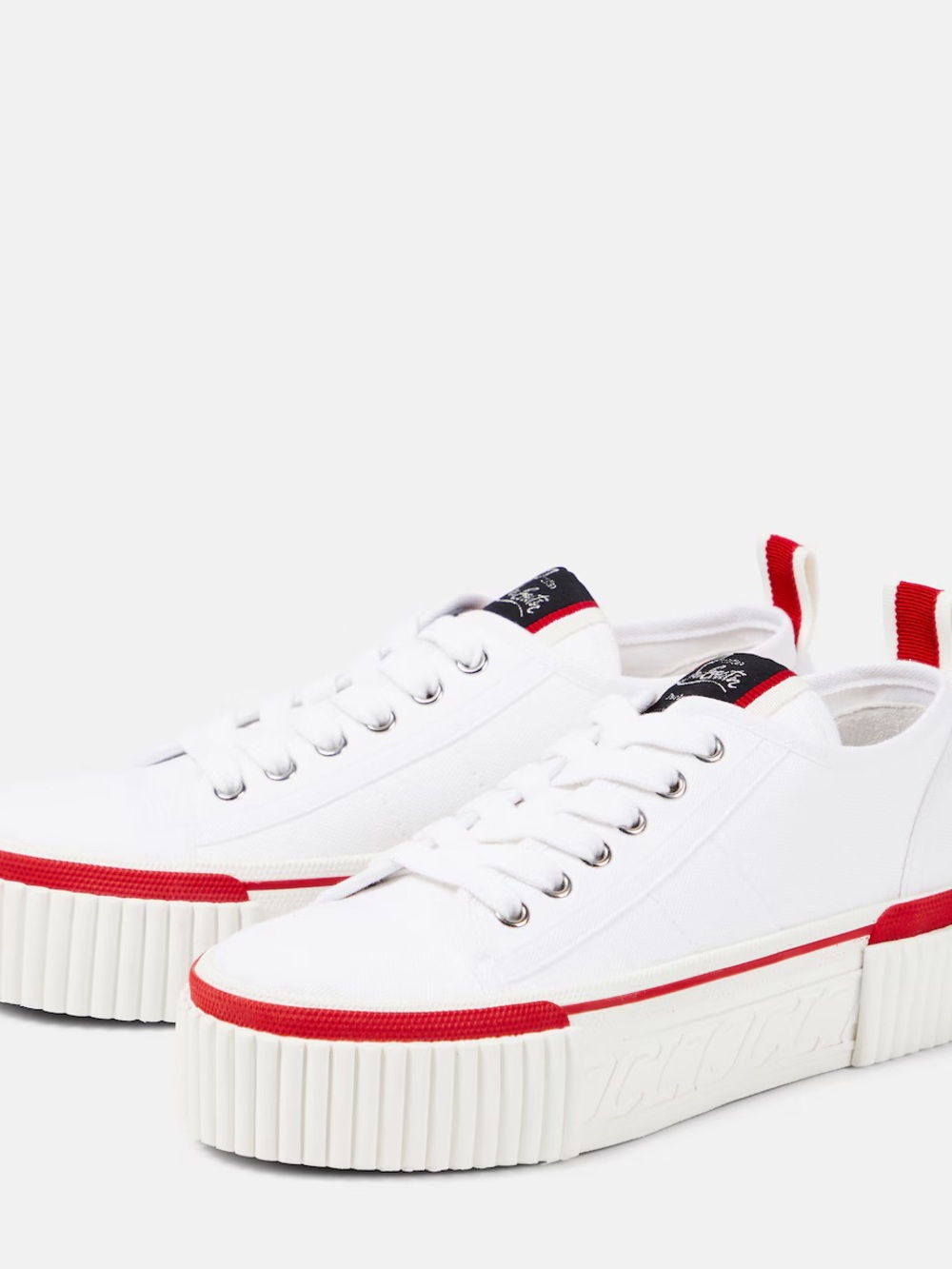 Christian Louboutin Ivory and Red Low-Top Canvas Sneakers - Picture 11 of 13